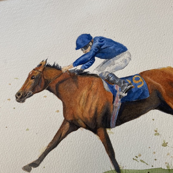 Original watercolour racehorse painting, “poetry in motion”, 17.5”x14.25” - Picture 2 of 4